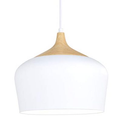 Karmiqi White Ceiling Pendant Light Fixtures Modern Hanging Light with Metal Shade, Contemporary Dome Pendant Lighting for Kitchen Dining Room Bedroom