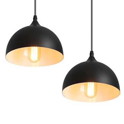 FAISHILAN Retro Pendant Light 2 Pack of Vintage Industrial Ball Glass Lampshade Black Ceiling Lighting for Dining Hall Hotel Restaurant Loft Kitchen Coffee Shop Chandelier Set of 2X E27 Socket Lamps