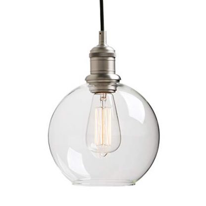 Yosoan Lighting Industrial Vintage Globe Pendant Light Fittings, Loft Bar Edison Hanging Ceiling Lights Decorative Lighting for for Kitchen Island Living Room Bedroom Dining Room (Brushed)