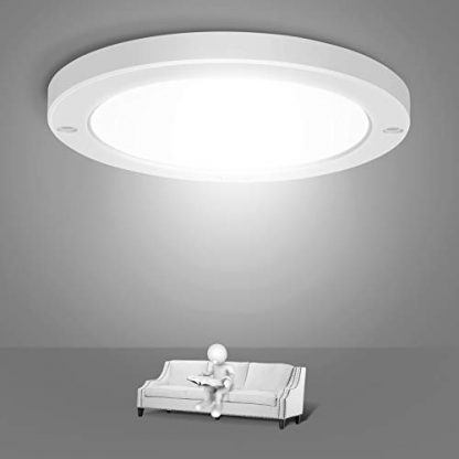 Youtob LED Flush Mount Ceiling Light, 15W 100 Watt Equivalent, 1200lm White Round Lighting Fixture for Kitchens, Closets, Stairwells, Basements, Hallways, Laundrys(Cool White 4000K-White)