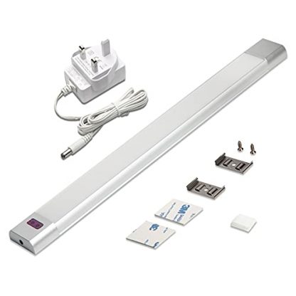 WOBANE Under Counter Lighting, Under Desk Light Bar, Hand Wave Activated, 12 inch Dimmable Panel, Super Bright Aluminum Strip Light for Kitchen,Shelf,Cupboard,Closet,Workbench,Cabinet,6000K White