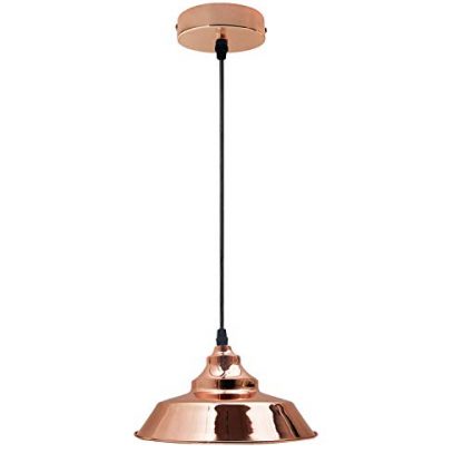 Retro Ceiling Light Fitting, Pendant Lighting, E27 Adjustable Modern Retro Style Ceiling Pendant Light Shade, Industrial Metal Vintage Look, Cafe, Bistro, Restaurant 300mm Diameter (Rose Gold)