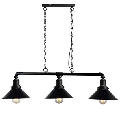 Industrial Vintage Pendant Light Shade Suspended Water Pipe Ceiling Lights Style Metal Lamp, Adjustable 3-Light Pendant Lighting