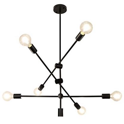 LynPon Black Sputnik Chandelier 6 Lights Industrial Ceiling Light Pendant Lighting for Kitchen Island Dining Room