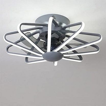 reichlixin Ceiling Fan with Lighting, Bedroom Fan Lighting, Ceiling Fan with LED Ceiling Lighting, Adjustable Wind Speed Ultra Quiet Remote Control Time Fan Chandelier (Color : Gray)