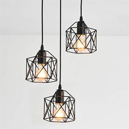 Pendant Lighting Ceiling 3 Light Black e27 Fitting Adjustable Height Over Dining Table for Kitchen Island