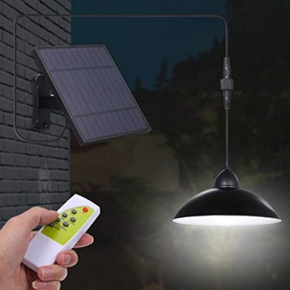 Tomshine Solar Shed Light Pendant Light Remote Control Garage Light,IP65 Waterproof Light Sensor Solar Powered Lights for Indoor Outdoor Patio Garden,3 Brightness Levels,Timer Function,16.4ft Cable