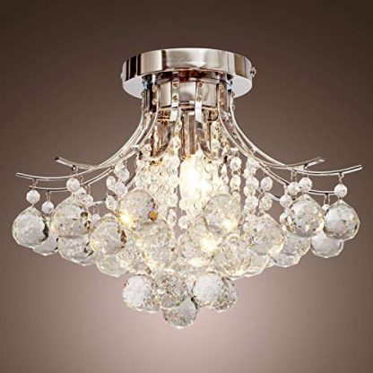 HOMCOM 3 Lights Mordern Style Ceiling Chandelier Pendant Crystal Light w/Transparent K9 Crystal Droplets D40 X 28H (CM)