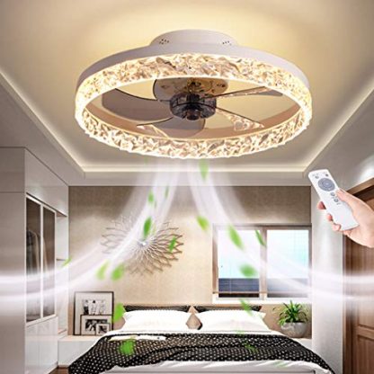 Ceiling Fan LED with Light 66W Ultra-Quiet Ceiling Fan Lighting Remote Control Dimmable Fan Ceiling Lamp Modern Invisible Fan Ceiling Lights Living Room Dining Room Fan Droplights,White