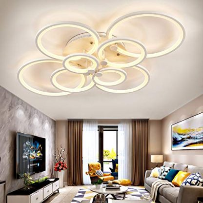 XEMQENER Modern LED Ceiling Light Circle Shape Lighting Fixture for Children’s Bedroom Living Room Lounge (Dimming Light, 8W Circles)